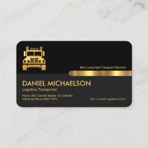 Stylish Black Grey Layers Logistics Transporter Business Card