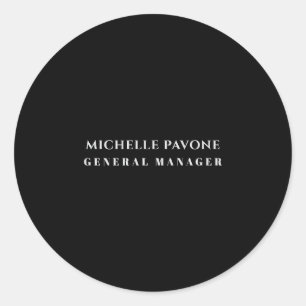 Stylish Black & Grey Simple Plain Professional Classic Round Sticker