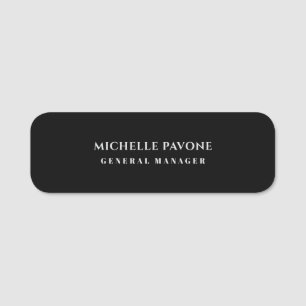 Stylish Black & Grey Simple Plain Professional Name Tag