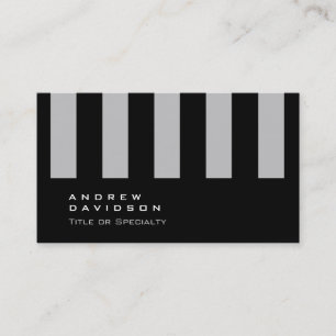 Stylish Black Grey Striped Pattern Business Card