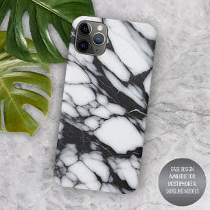 Stylish Black Grey White Marble Waves Art Pattern iPhone 15 Pro Max Case