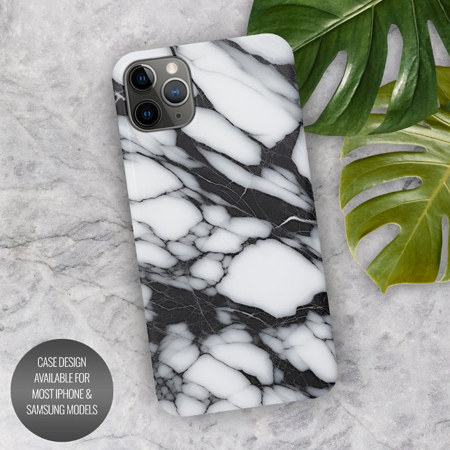 Stylish Black Grey White Marble Waves Art Pattern iPhone Case (Creator Uploaded)