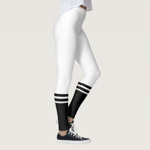 Stylish Black Horizontal Stripes   White Leggings