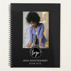 Stylish Black ID Card Modern Minimalist Photo Logo Planner