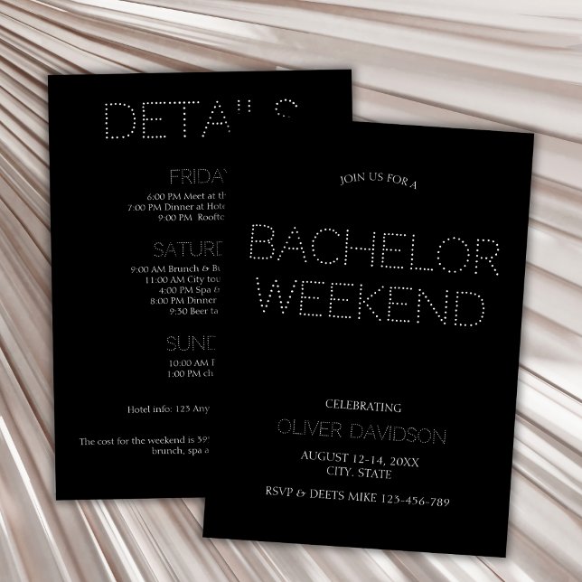 Stylish Black Lights Bachelor Weekend Itinerary Invitation (Stylish Black Lights Bachelor Weekend Itinerary Invitation)