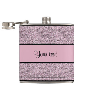 Stylish Black & Lilac Glitter Stripes Hip Flask