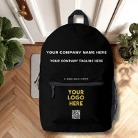 Stylish Black Logo QR Code Company Name Phone