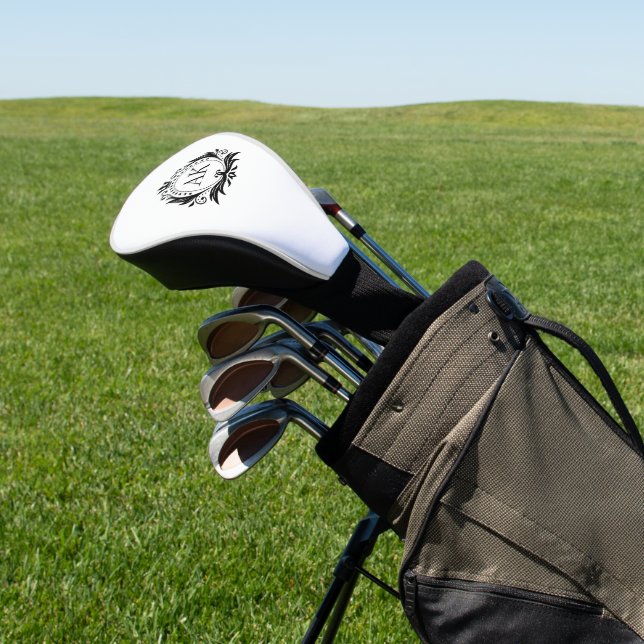 Stylish black luxury frame and crown golf head cover (In Situ)
