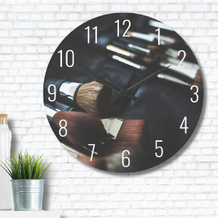 Stylish Black Makeup Artist Large Clock