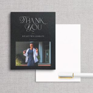 Stylish Black Mixed Text Photo Thank You Card