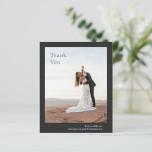 Stylish Black Modern Budget Wedding Thank You Card