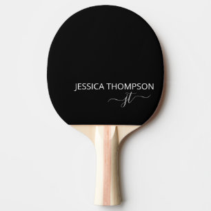 Stylish Black Modern Monogram Name Ping Pong Paddl Ping Pong Paddle