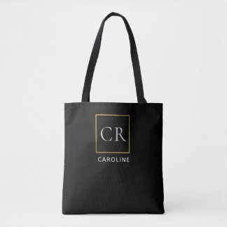 Stylish Black Modern Personalized  Tote Bag