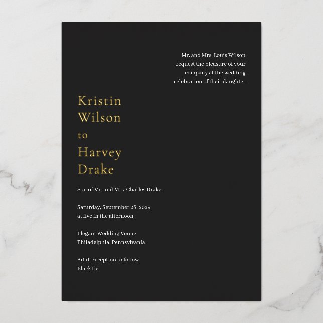 Stylish Black Modern Wedding (Front)