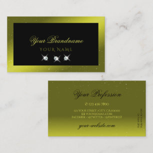 Stylish Black Olive Green Yellow Sparkling Jewels Business Card