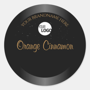 Stylish Black Orange Product Labels Logo Glitter