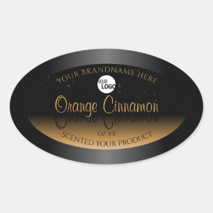Stylish Black Orange Product Labels Logo Glitter