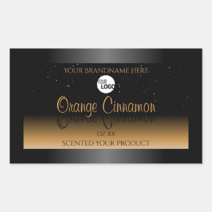 Stylish Black Orange Product Labels Logo Glitter