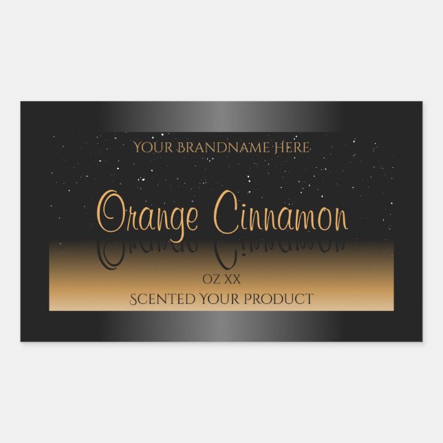 Stylish Black Orange Product Labels Soft Glitter (Front)