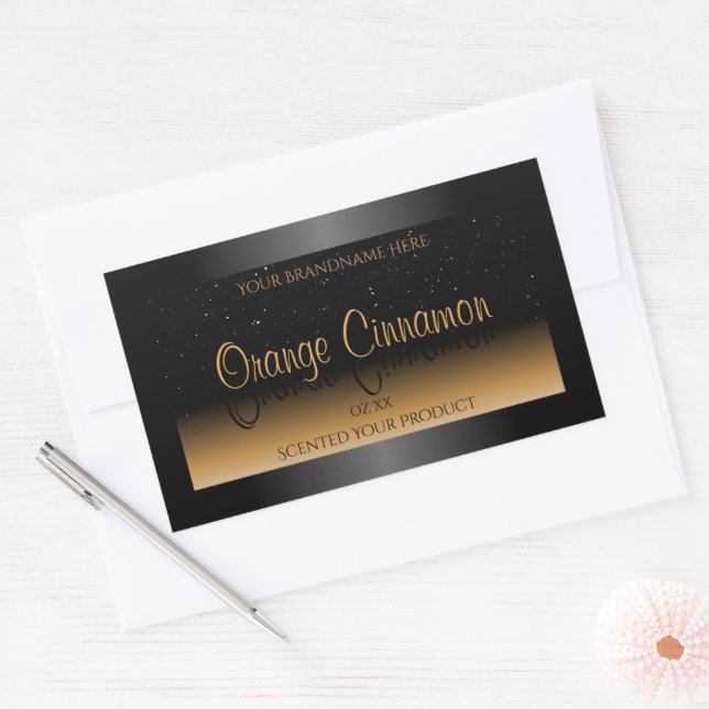Stylish Black Orange Product Labels Soft Glitter (Envelope)