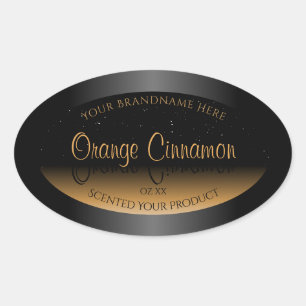 Stylish Black Orange Product Labels Soft Glitter