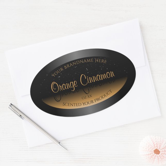 Stylish Black Orange Product Labels Soft Glitter (Envelope)
