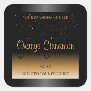 Stylish Black Orange Product Labels Soft Glitter
