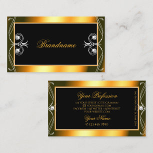 Stylish Black Orange Sparkling Diamonds Ornaments Business Card