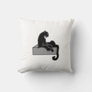 Stylish Black Panther Cat White Modern Cushion