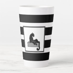 Stylish Black Panther Cat White Modern Latte Mug