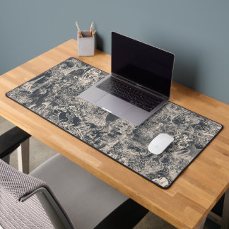 Stylish Black Paris Toile Design Desk Mat