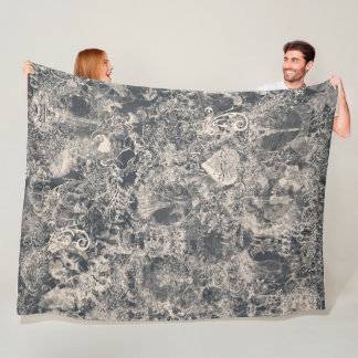 Stylish Black Paris Toile Design Fleece Blanket