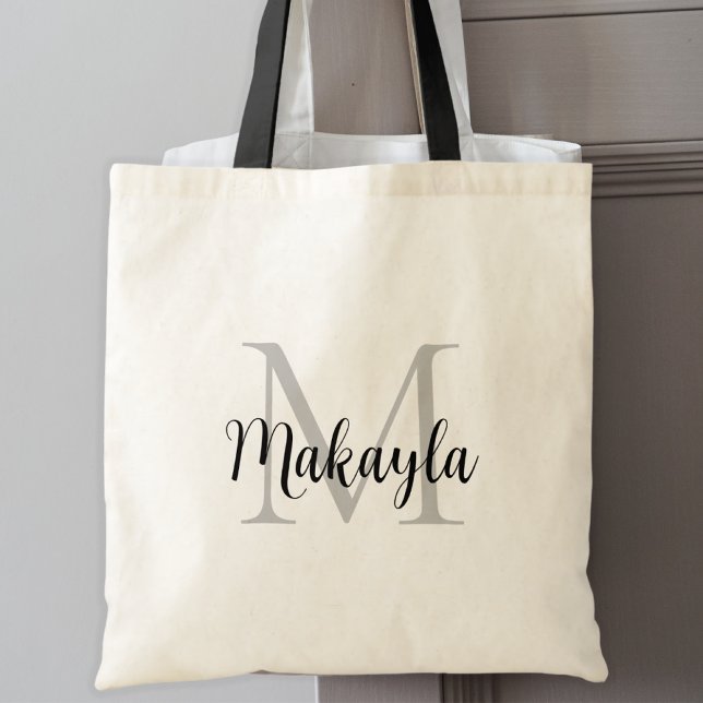 Stylish Black Personalised Monogram Tote Bag (Creator Uploaded)