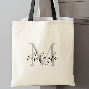 Stylish Black Personalised Monogram Tote Bag