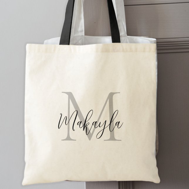 Stylish Black Personalised Monogram Tote Bag (Creator Uploaded)