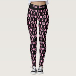 Stylish Black & Pink Abstract Pattern Leggings