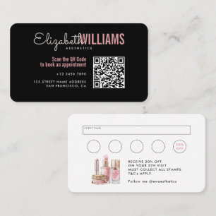 Stylish Black & Pink Beauty Aesthetics Loyalty & Business Card