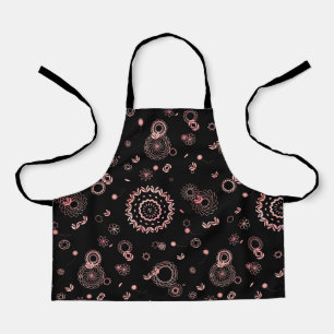 Stylish black pink flowers design apron