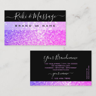 Stylish Black Pink Purple Sparkle Glitter Shimmery Business Card