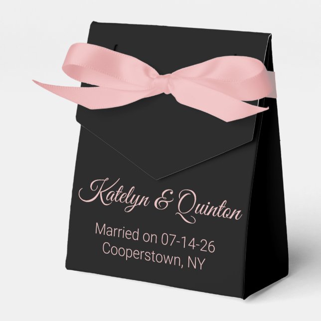 Stylish Black & Pink Wedding Favour Box (Front Side)