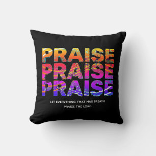 Stylish Black PRAISE Music Notes Christian Cushion