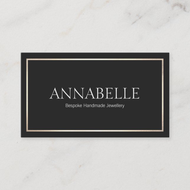 Stylish Black Professional Designer Gold Border Business Card (Front)