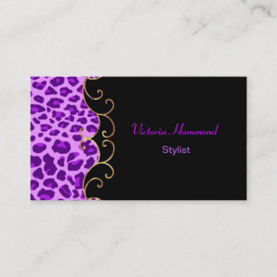 Stylish Black & Purple Jaguar Print Business Card