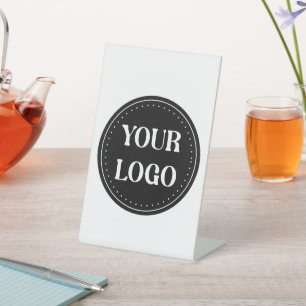 Stylish Black QR Code Design   Elegant Brand Pedestal Sign