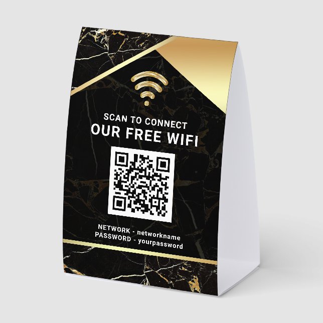 Stylish Black QR Code Wifi Network Password (Front)