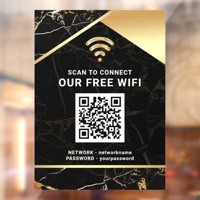 Stylish Black QR Code Wifi Network Password Window Cling (Sheet 2)
