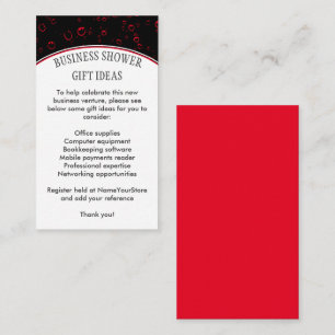 Stylish Black Red BUSINESS SHOWER Enclosure Card