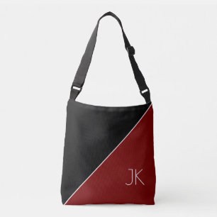 Stylish Black Red Personalized Initial Name  Crossbody Bag