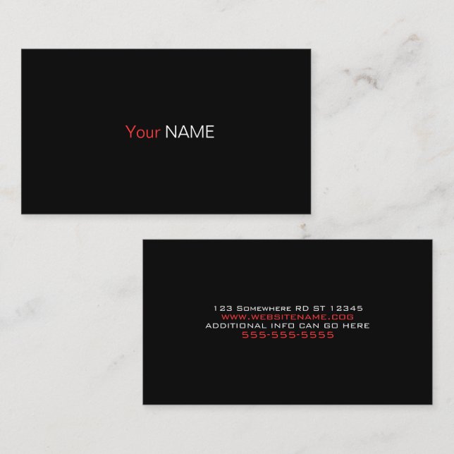 Stylish Black Red White Business Card (Front/Back)
