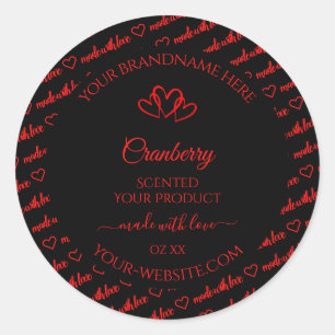 Stylish Black Red Word Cloud Product Labels Hearts